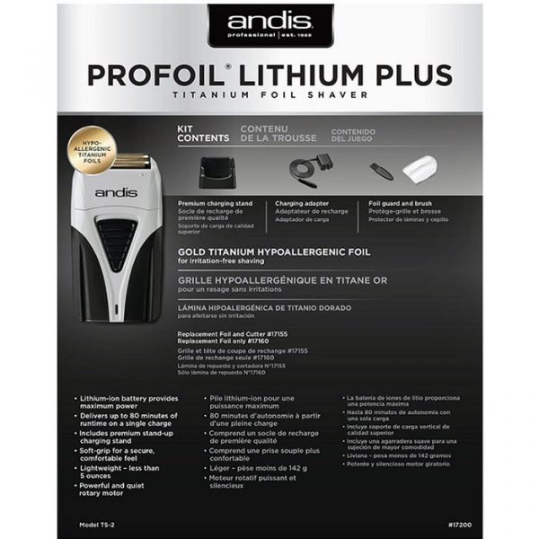 Andis Profoil Lithium Plus Titanium Foil Shaver #17200 (Dual Voltage) - Image 7