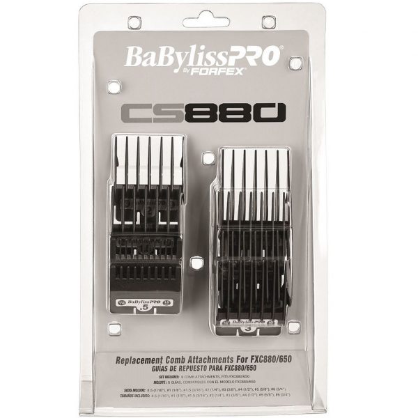 BaByliss Pro By Forfex Attachment 8 Pcs Comb Set Fits All 880 Models, FX870G, FX870RG, FX650, FX673 #FXCS880-320