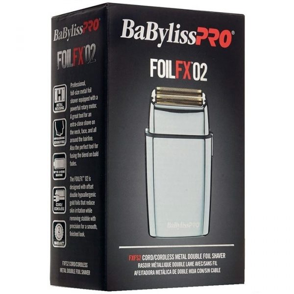 BABYLISS PRO FOILFX02 CORDLESS METAL DOUBLE FOIL SHAVER #FXFS2 (DUAL VOLTAGE)