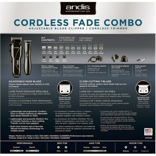 Andis Cordless Fade Combo #75020 (Dual Voltage) - Image 4