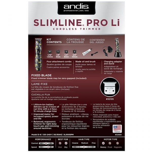 Andis Slimline Pro Li T-Blade Trimmer - Andis Nation Edition #32680 (Dual Voltage) - Image 6