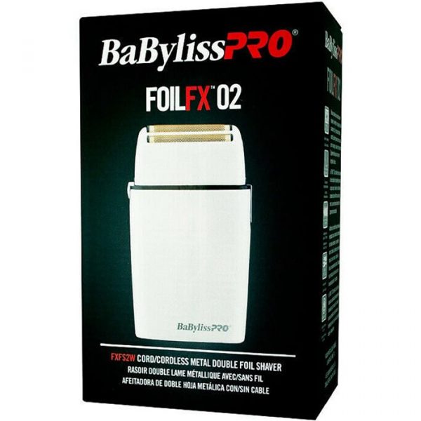 BaByliss Pro FOILFX02 Cordless Metal Double Foil Shaver - White #FXFS2W (Dual Voltage)