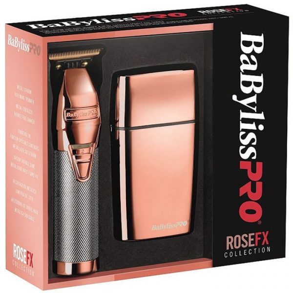 BaByliss Pro ROSEFX Collection - Metal Lithium Outliner & Metal Cordless Double Foil Shaver Combo #FXHOLPK2RG